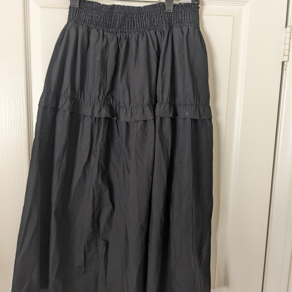Universal Thread Cotton Poplin Black A-Line Skirt